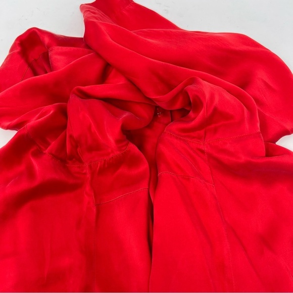 Karen Arnold Women Silk Holiday Red 3/4 Sleeve Button Down Blouse Plus Size 3X - Picture 12 of 12